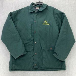 Vintage John Deere Men's Size L Green Hooded Work Coat Protexall American Made